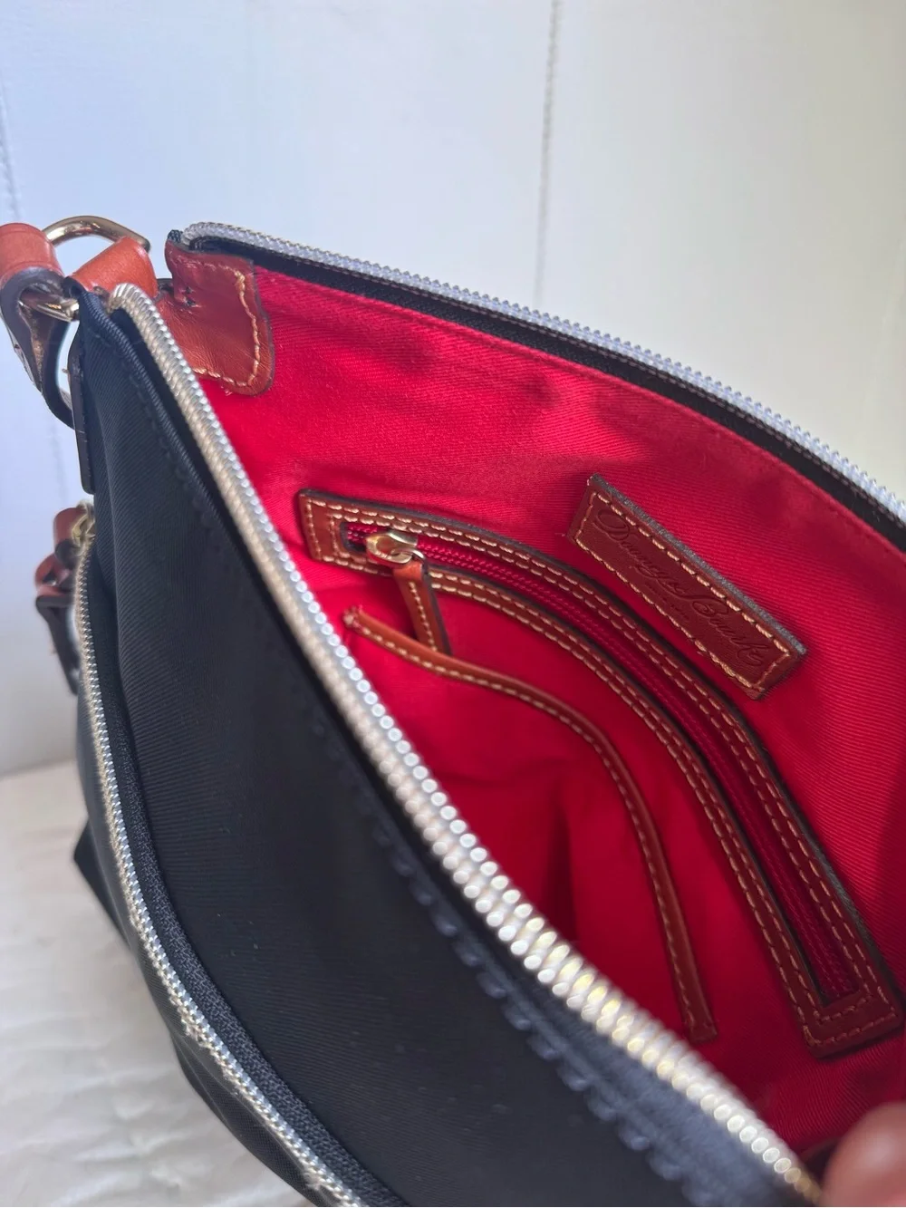 Dooney & Bourke Black Nylon Crossbody with Brown Leather Trim - Picture 4 of 8
